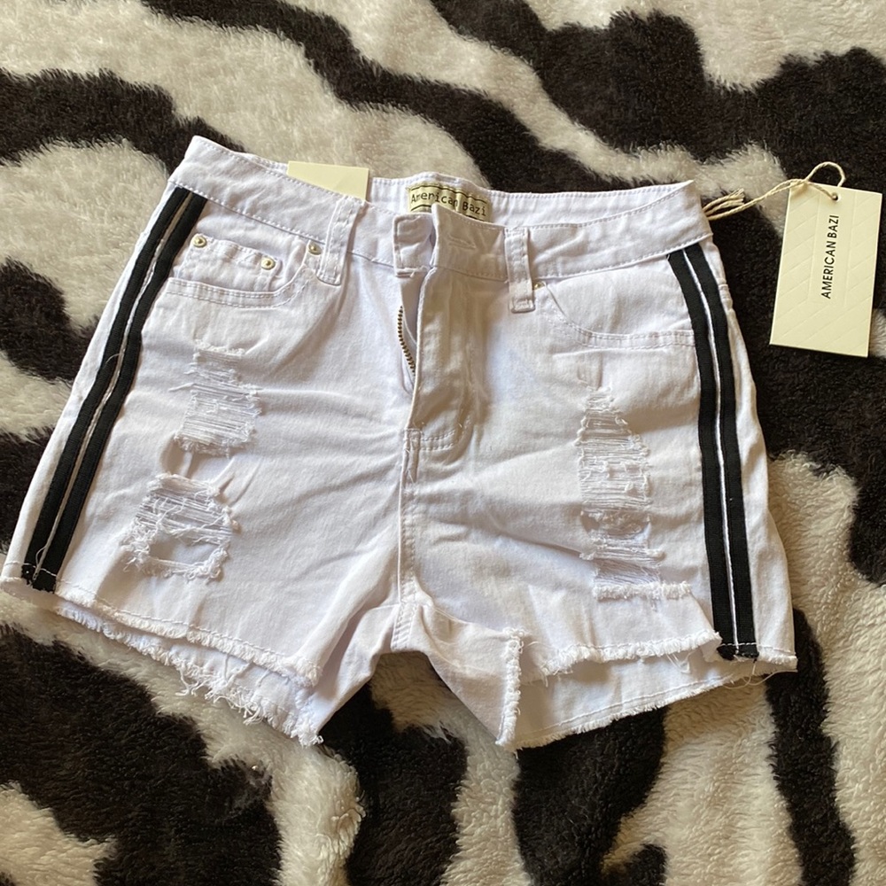 White jean sporty shorts
